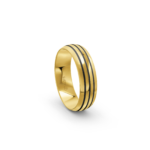 9k Yellow Gold and Carbon Wedding Band - 6 mm - Image 4