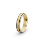 14k White & Yellow Gold Ice Mat Patterned Carbon Wedding Band - 5 mm - Image 5