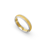 18k Yellow and White Gold Hammered and Ice Matte Wedding Band - 4.5 mm - Image 2