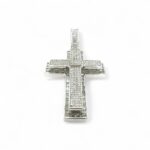 925 Sterling Silver Iced Out Baguette Cross - 62 mm x 31 mm - Image 3