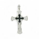 925 Sterling Silver Iced Out Baguette Cross - 65 mm x 37 mm
