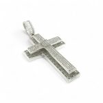 925 Sterling Silver Iced Out Baguette Cross - 62 mm x 31 mm - Image 2