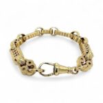 9k Yellow Gold Patterned Stars and Bars Belcher Bracelet - 13 mm - Image 3