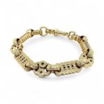 9k Yellow Gold Patterned Stars and Bars Belcher Bracelet - 13 mm