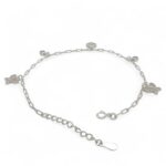 925 Sterling Silver Paperclip Butterfly and Clover Anklet - 2 mm - Image 3