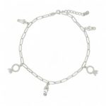 925 Sterling Silver Paperclip Rings and Shoe Charm Anklet - 3 mm - Image 5