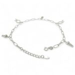 925 Sterling Silver Paperclip Rings and Shoe Charm Anklet - 3 mm - Image 2