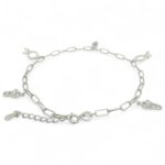 925 Sterling Silver Paperclip Rings and Shoe Charm Anklet - 3 mm - Image 3