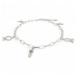 925 Sterling Silver Paperclip Rings and Shoe Charm Anklet - 3 mm