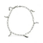 925 Sterling Silver Heels Plain and Stone Set Paperclip Anklet - 3 mm - Image 4