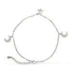 925 Sterling Silver Star and Moon Anklet - 2 mm - Image 4