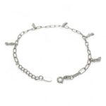 925 Sterling Silver Heels Plain and Stone Set Paperclip Anklet - 3 mm - Image 2