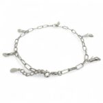 925 Sterling Silver Heels Plain and Stone Set Paperclip Anklet - 3 mm - Image 5
