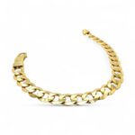 9k Yellow Gold Flat Bevelled Solid Curb Bracelet - 9 mm - Image 4
