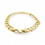 9k Yellow Gold Flat Bevelled Solid Curb Bracelet - 9 mm - Image 2