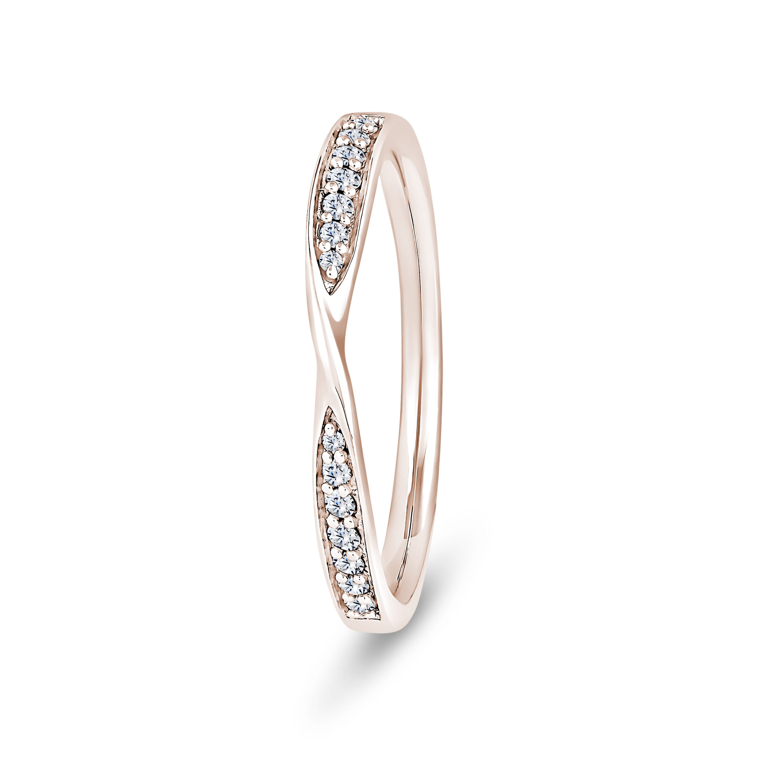 9k Rose Gold Twisted Pinched Diamond Eternity Ring - 2.2 mm - Image 1