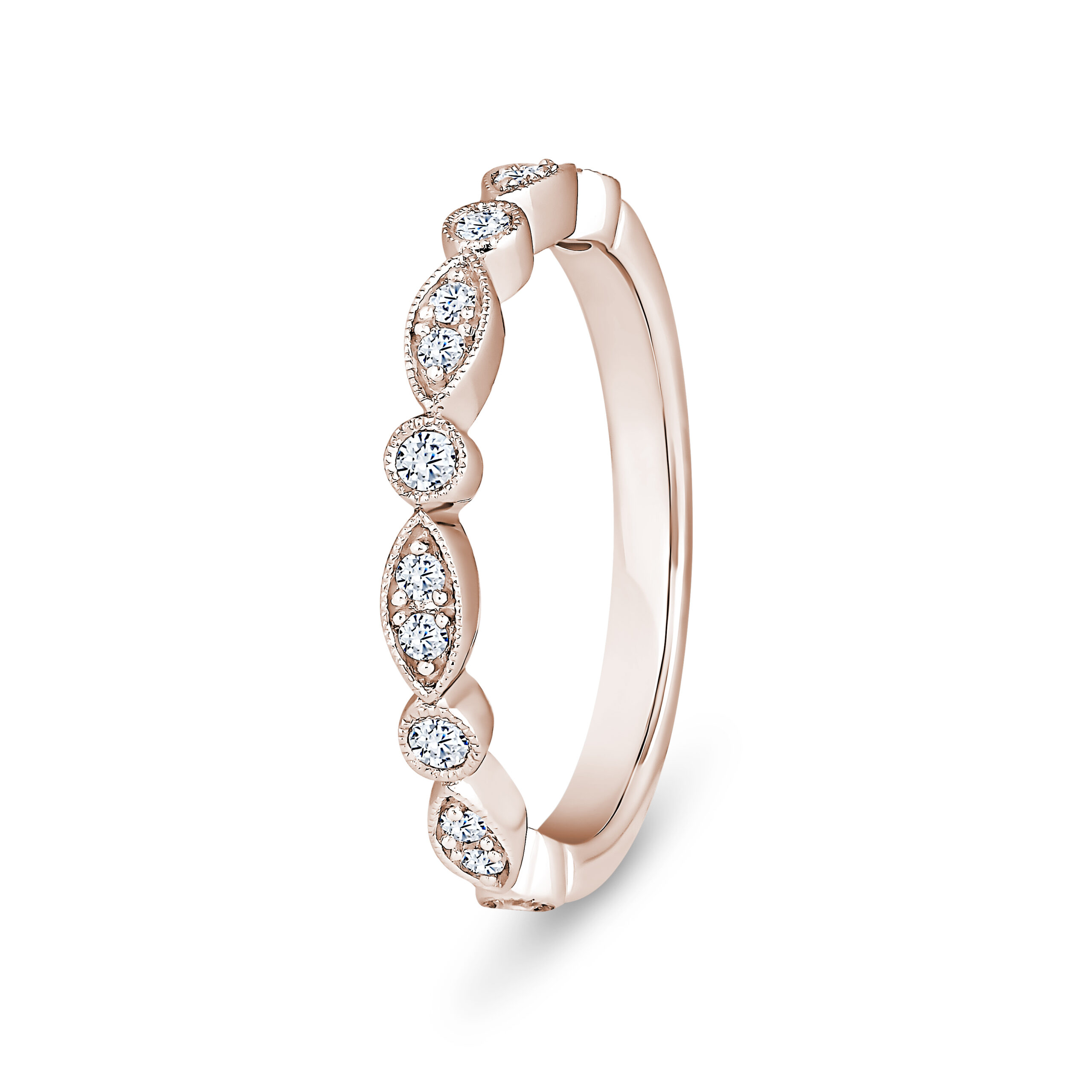18k Rose Gold Fancy Bubble Shaped Diamond Eternity Ring - Image 1