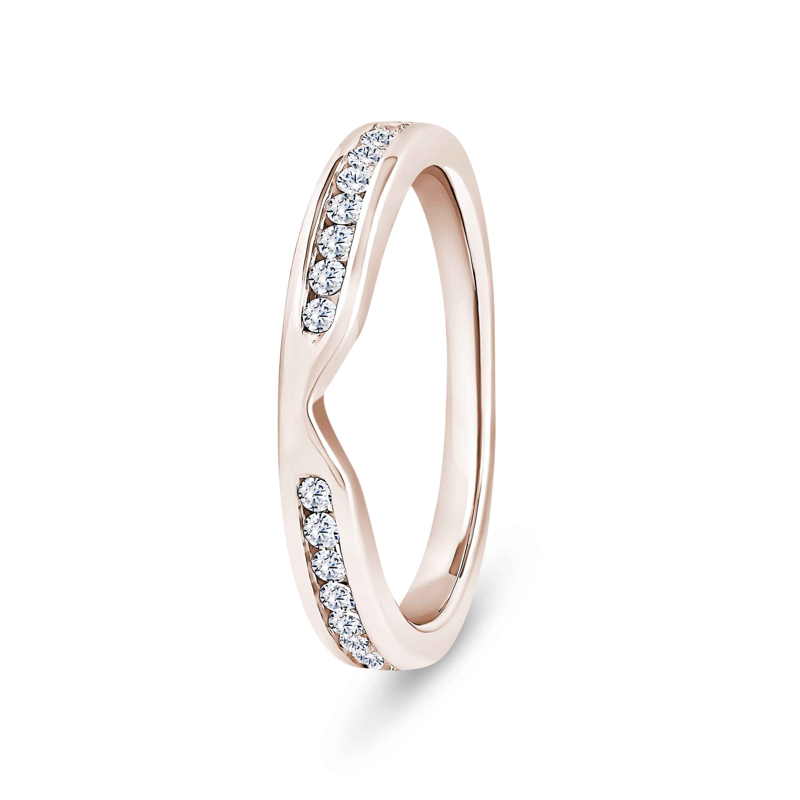 9k Rose Gold V-Shaped Diamond Eternity Ring - 3 mm - Image 1