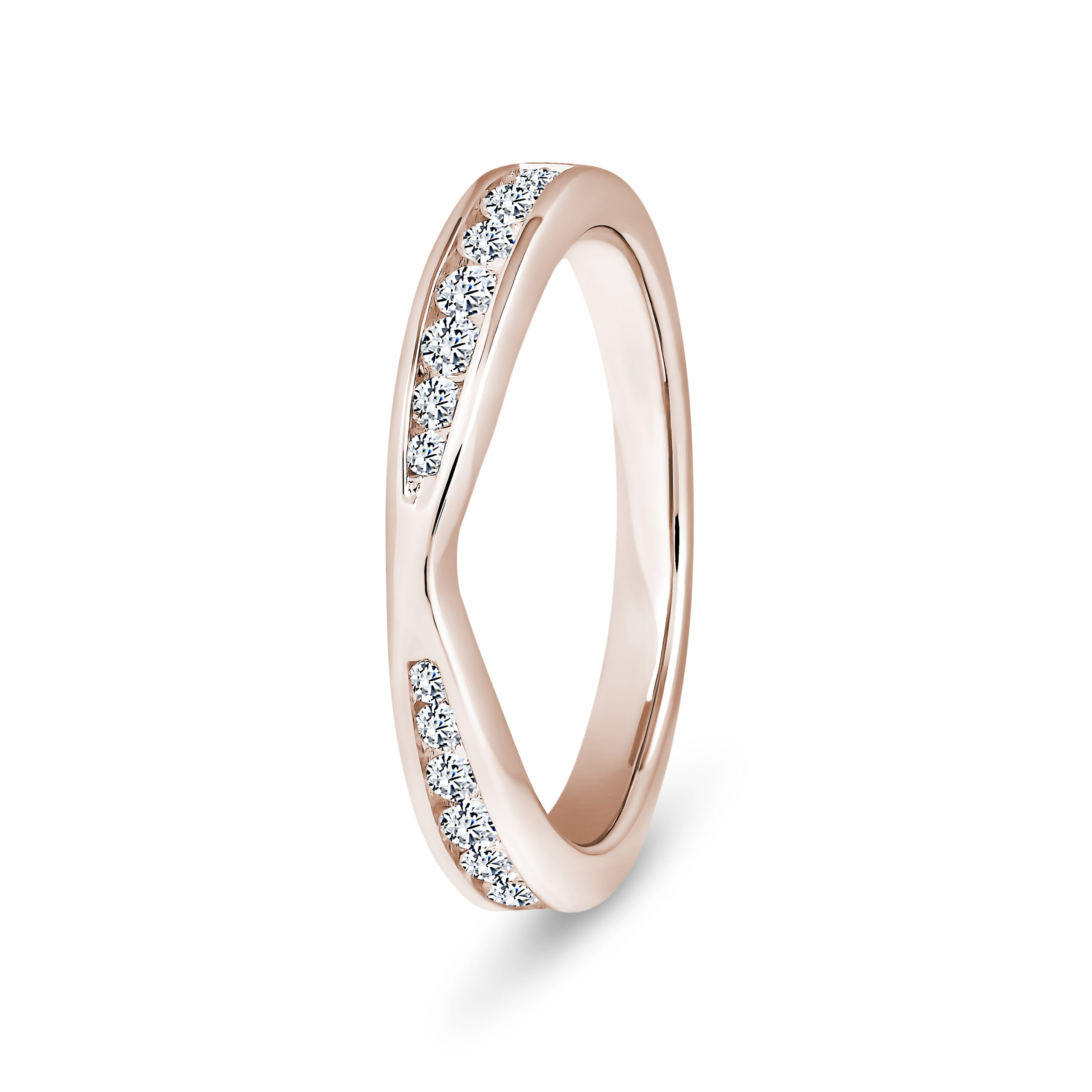 18k Rose Gold V-Shaped Diamond Eternity Ring - 3 mm - Image 1