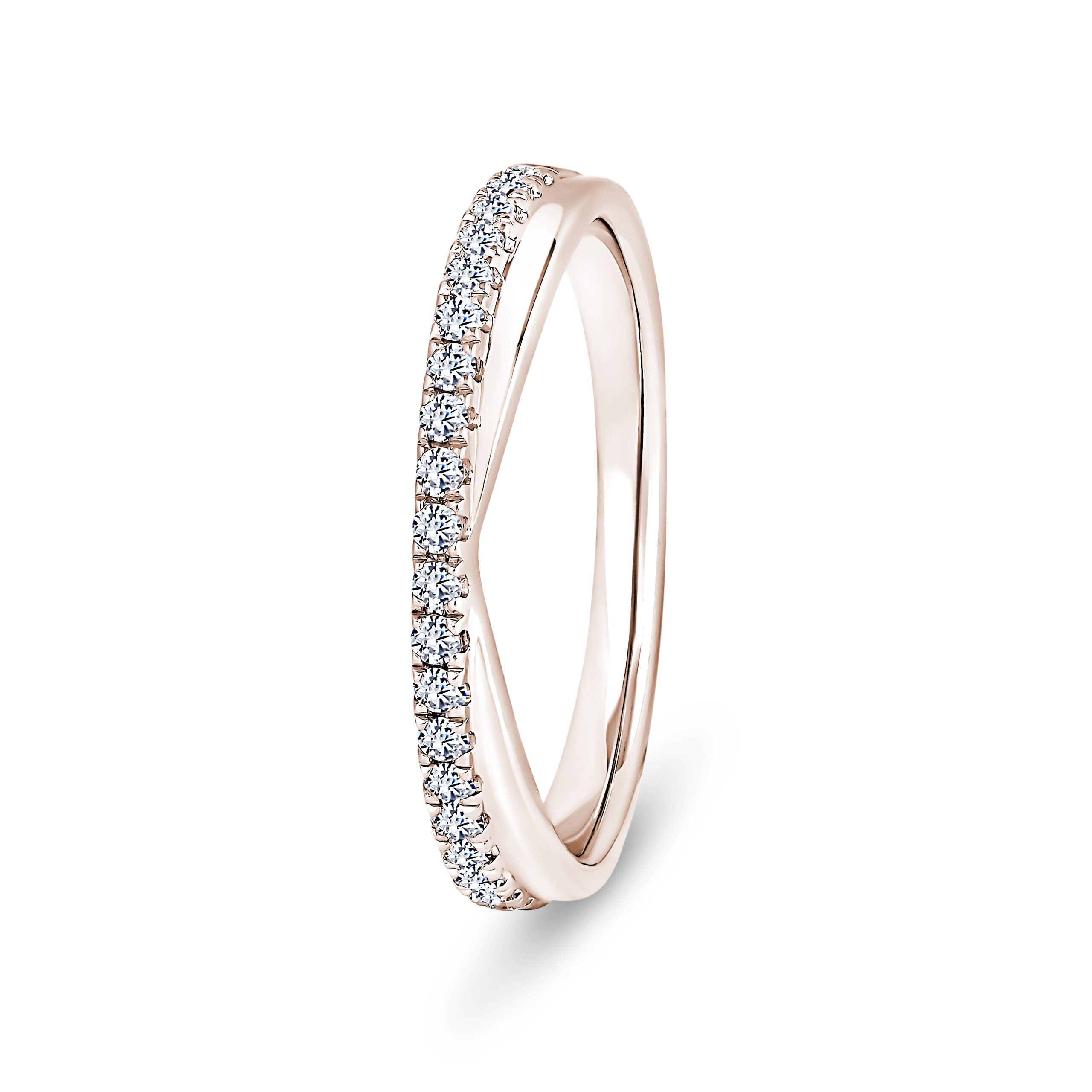 9k Rose Gold V-Shaped Diamond Pave Set Eternity Ring - 3 mm - Image 1