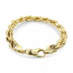 9k Yellow Gold Solid Diamond Cut Rope Bracelet - 7.5 mm - Image 4