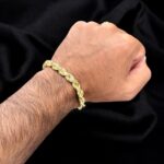 9k Yellow Gold Solid Diamond Cut Rope Bracelet - 7.5 mm - Image 6