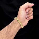 9k Yellow Gold Solid Diamond Cut Rope Bracelet - 7.5 mm - Image 7