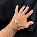 9k Yellow Gold Solid Diamond Cut Rope Bracelet - 7.5 mm - Image 5