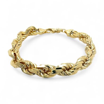 9 mm wide diamond cut rope bracelet solid UK Hallmarked Italian Made.
