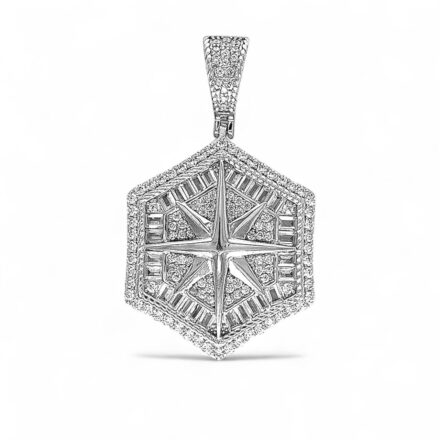 Compass Silver pendant 925 stones set with Cz stones.