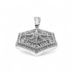 Compass Silver pendant 925 stones set with Cz stones.
