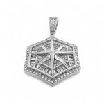 Compass Silver pendant 925 stones set with Cz stones.