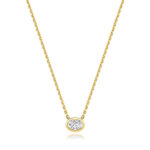 18k Gold Diamond Oval Bezel Necklace 0.35 ct - 1.00 ct - Image 9