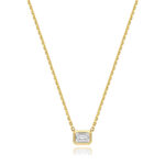 18k Gold Diamond Emerald cut Bezel Necklace 0.35 ct - 1.00 ct - Image 5