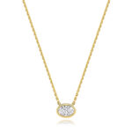 18k Gold Diamond Oval Bezel Necklace 0.35 ct - 1.00 ct - Image 8