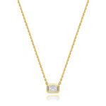18k Gold Diamond Emerald cut Bezel Necklace 0.35 ct - 1.00 ct - Image 4