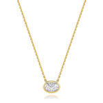 18k Gold Diamond Oval Bezel Necklace 0.35 ct - 1.00 ct - Image 7