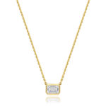 18k Gold Diamond Emerald cut Bezel Necklace 0.35 ct - 1.00 ct - Image 3