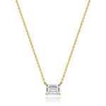 18k Gold Diamond Emerald cut Necklace 0.35 ct - 1.00 ct