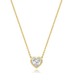 18k Gold Diamond Heart Bezel Necklace 0.35 ct - 1.00 ct