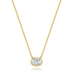 18k Gold Diamond Oval Bezel Necklace 0.35 ct - 1.00 ct