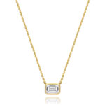 18k Gold Diamond Emerald cut Bezel Necklace 0.35 ct - 1.00 ct