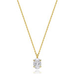 18k Gold Diamond Oval Necklace 0.35 ct - 1.00 ct