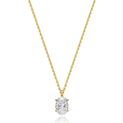 18k Gold Diamond Oval Necklace 0.35 ct - 1.00 ct
