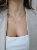 9k Yellow Gold Ladies Necklace double-layered Beads - 408 - Image 2