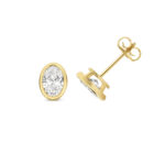 18k Gold Diamond Oval Bezel Earrings 0.70 ct - 2.00 ct - Image 7