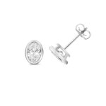 18k Gold Diamond Oval Bezel Earrings 0.70 ct - 2.00 ct - Image 3