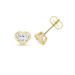 18k Gold Diamond Heart Bezel Earrings 0.70 ct - 2.00 ct