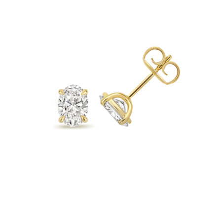 18k Gold Diamond Oval Earrings 0.70 ct - 2.00 ct