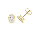 18k Gold Diamond Oval Bezel Earrings 0.70 ct - 2.00 ct